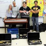 This donation was generously facilitated by Jennifer Carpenter (far left). Also pictured is Superintendent Renee Sagaser and Music Educator Leanda Shaw.
